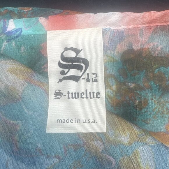 S Twelve Semi Sheer Blingy Dress Cover Up Y2K Gauzy Boho Beach Gypsy Fairy Sz L - Picture 9 of 12